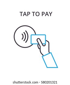 NFC Payment vector outline Icon. Pos terminal confirms contactless payment from credit card. Near-field communication concept.