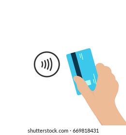 NFC Payment vector outline Icon. Pos terminal confirms contactless payment from credit card. Near-field communication concept.