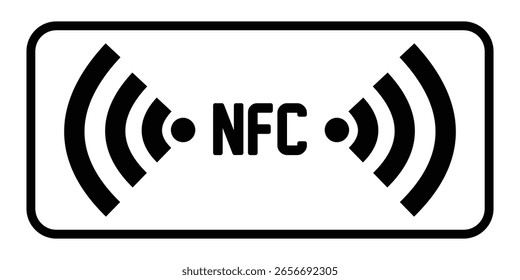 Icono de pagos NFC. Pago inalámbrico. Icono de símbolo de signo de contacto de tecnología de diseño plano simple. Ilustración vectorial. EPS 10