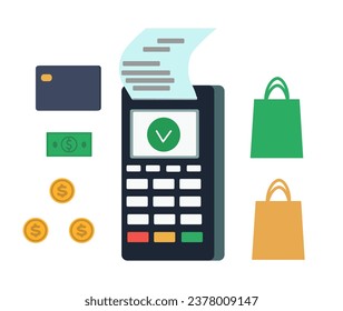  NFC-Zahlungen. Erfolgreiche Zahlung mit kontaktloser Transaktionstechnologie. Vektorgrafik im Flachstil.