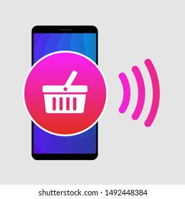 NFC paypass mobile phone flat vector icon. Near field communication sign. Contactless payment logo.
