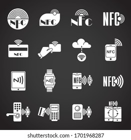 NFC related icons set on background for graphic and web design. Creative illustration concept symbol for web or mobile app.