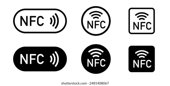 Icono de escaneo Nfc. Conjunto de iconos de pago NFC. Icono de tecnología NFC. Ilustración vectorial