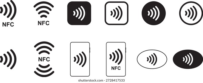 Nfc scan icon. NFC payment icon set. NFC technology icon. Vector illustration