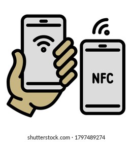 Nfc shop payment icon. Outline nfc shop payment vector icon for web design isolated on white background