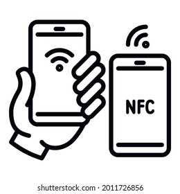 Nfc shop payment icon. Outline nfc shop payment vector icon for web design isolated on white background