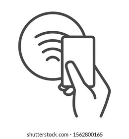 Nfc sign. Contactless payments symbol, electronic pay by phone for payment terminal vector illustration, contact less purchasing technology, wireless retail terminal paying logo