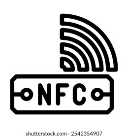 ícone de linha de sinal nfc vetor. sinal nfc. símbolo de contorno isolado ilustração em preto