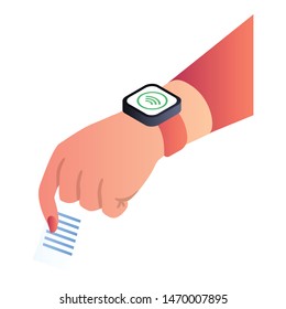 Nfc smart watch icon. Isometric of nfc smart watch vector icon for web design isolated on white background