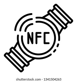 Nfc smart watch icon. Outline nfc smart watch vector icon for web design isolated on white background