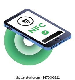 Nfc smartphone icon. Isometric of nfc smartphone vector icon for web design isolated on white background