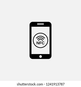 Nfc smartphone icon. Nfc smartphone symbol. Flat design. Stock - Vector illustration