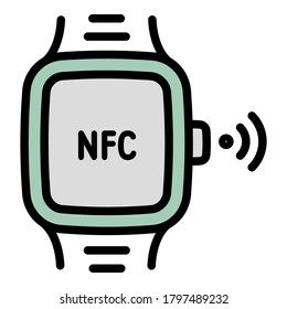 Nfc smartwatch icon. Outline nfc smartwatch vector icon for web design isolated on white background