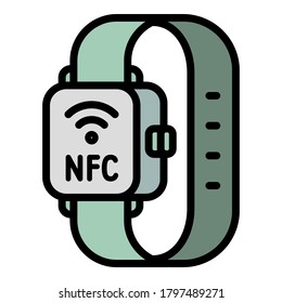 Nfc smartwatch payment icon. Outline nfc smartwatch payment vector icon for web design isolated on white background