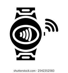nfc smartwatch technology glyph icon vector. nfc smartwatch technology sign. isolated symbol illustration