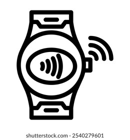 tecnologia smartwatch nfc ícone da linha vetor. sinal de tecnologia smartwatch nfc. símbolo de contorno isolado ilustração em preto