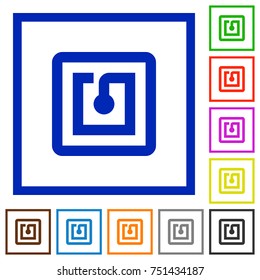 NFC sticker flat color icons in square frames on white background