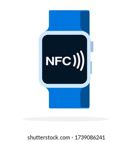 NFC-Unterstützung für intelligente Uhren mit flachen Symbolen isoliert