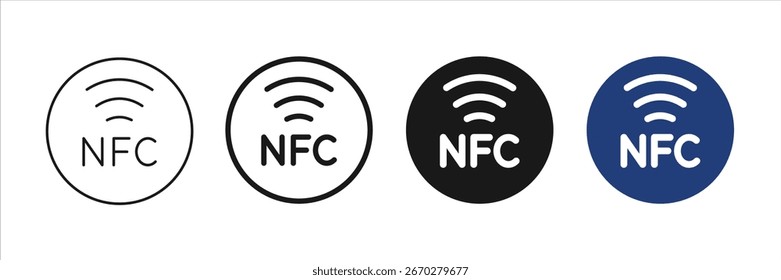 NFC symbol editable stroke contactless payment icons. Vector.