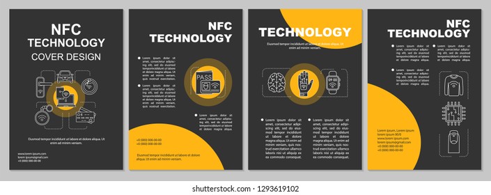 NFC technology brochure template layout. Contactless payment. Flyer, booklet, leaflet print design with linear illustrations. AI. Vector page layouts for magazines, annual reports, advertising posters