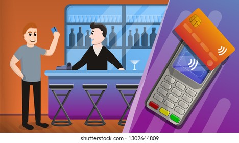 Nfc technology concept background. Cartoon illustration of nfc technology vector concept background for web design