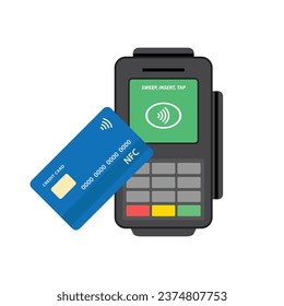 NFC-Technologie kontaktlose Zahlung mit Kreditkarte, Vektorgrafik