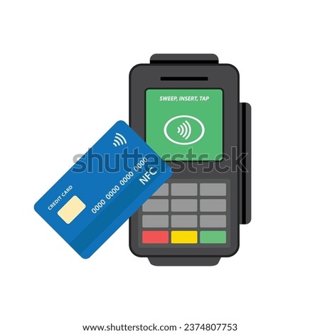 NFC technology contactless payment with credit card vector illustration