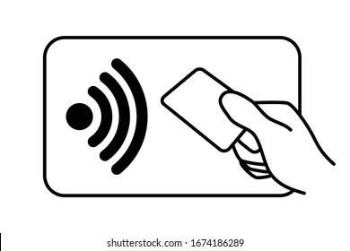 NFC technology contactless wireless pay credit card sign, symbol, icon. Vector illustration