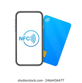 NFC technology. Contactless wireless pay sign logo. Vector stock illustration