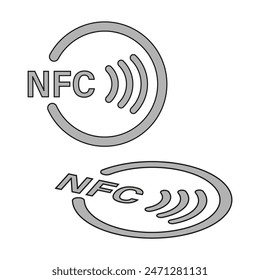 Symbol für NFC-Technologie. Graues Funksignal. Kontaktlose Kommunikation. Vektorillustration.