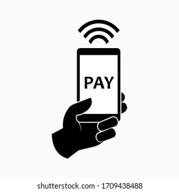 NFC Technology Icon. Near Field Communication. Contactless Payment. Silhouette Symbols. Vector Isolated Illustration.