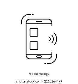 icono de tecnología nfc. Diseño de icono de estilo de esquema aislado en fondo blanco