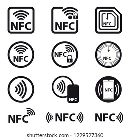 NFC Technology - Icon Set - Vector Illustration - Isolated On White Background