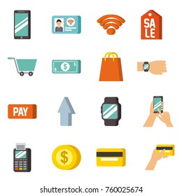 nfc technology icons concept payment mobile online devices