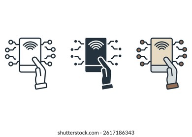 nfc technology icons isolated on White Background. Flat style design