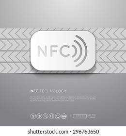 NFC technology illustration and finance app icons - Vector design concept