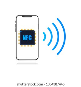 NFC technology in a smartphone. Sign logo contactless wireless payment for services. Vector EPS10