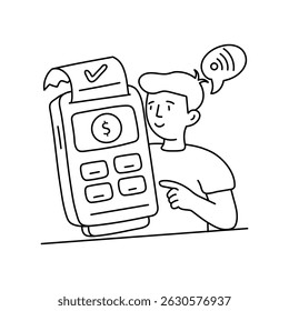 NFC Terminal vector outline illustrations. EPS 10 file