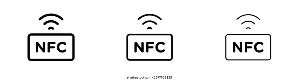 Nfc thin line vector icon set.