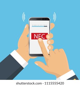 NFC touch payment concept. Vector icon.