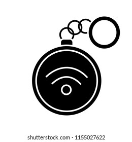 NFC trinket glyph icon. Near field communication. RFID tag. Contactless technology. Silhouette symbol. Negative space. Vector isolated illustration