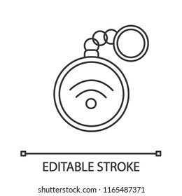 NFC trinket linear icon. Near field communication. Thin line illustration. RFID tag. Contactless technology. Contour symbol. Vector isolated outline drawing. Editable stroke