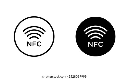 NFC vector icon set in black and white color.