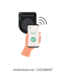 NFC wireless payment, Cashless Payment machine with smartphone, Scan to pay with machine.