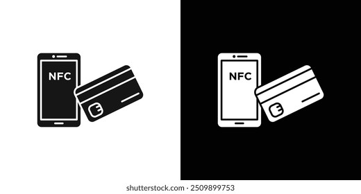 Icono de pago inalámbrico NFC Conjunto de logotipo de Vector de arte de línea negra