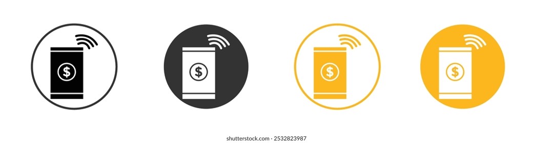 NFC wireless payment icon black and white vector outline sign