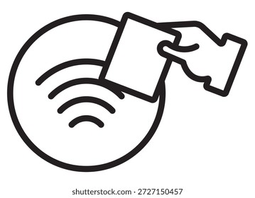 NFC wireless payment icon, contactless cashless payment. Symbol of purchase or store, cash register or bank card. Cashless payment on Transparent background
