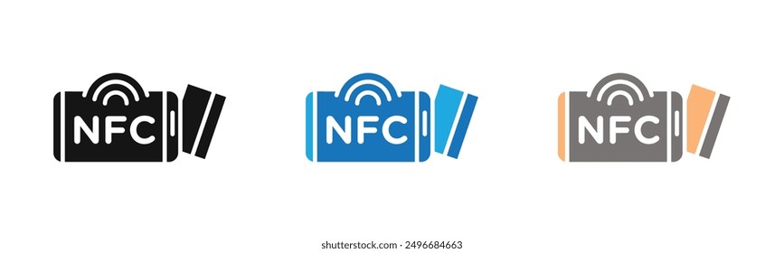 NFC Wireless Payment Icon Gliederungskollektion oder Set in Schwarz-Weiß