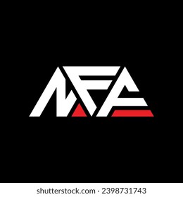NFF triangle letter logo design with triangle shape. NFF triangle logo design monogram. NFF triangle vector logo template with red color. NFF triangular logo Simple, Elegant, and Luxurious design.