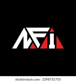 NFI triangle letter logo design with triangle shape. NFI triangle logo design monogram. NFI triangle vector logo template with red color. NFI triangular logo Simple, Elegant, and Luxurious design.
